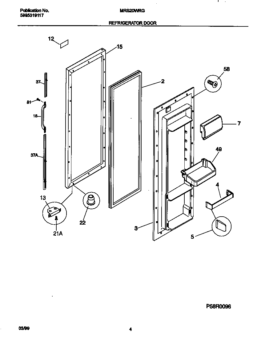 Universal/Multiflex (Frigidaire) MRS20WRGD2 refrigerator diagram