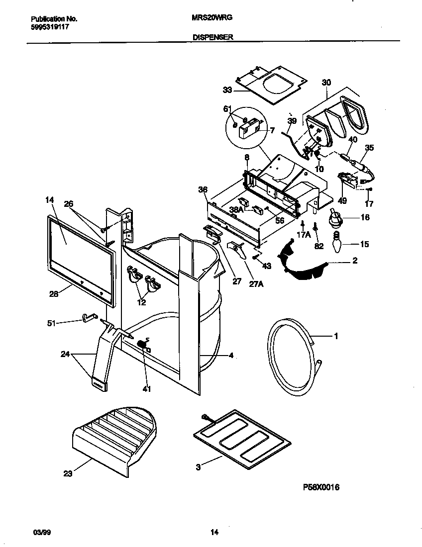 Universal/Multiflex (Frigidaire) MRS20WRGD2 dispenser diagram
