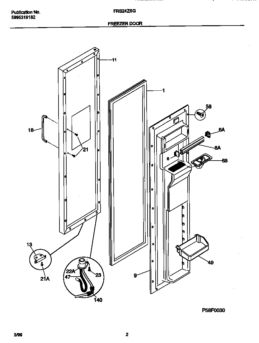 Frigidaire FRS24ZSGB3 frzr door diagram