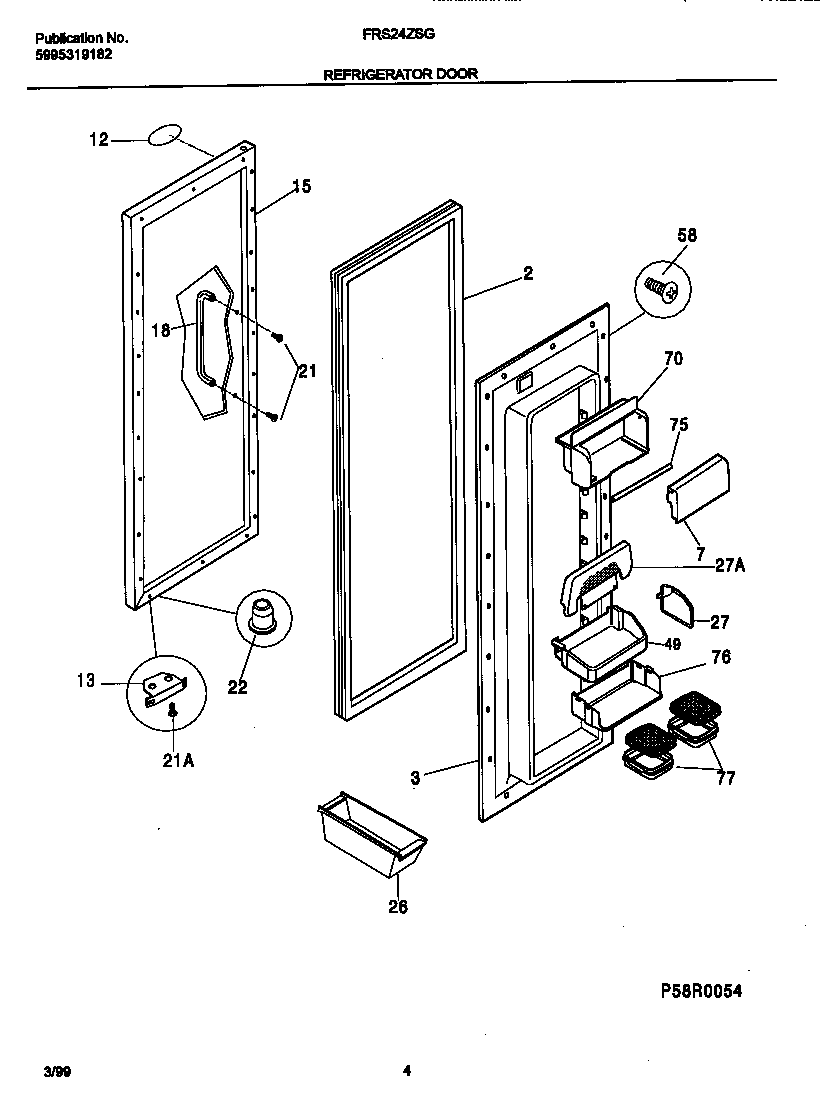 Frigidaire FRS24ZSGB3 refrigerator diagram