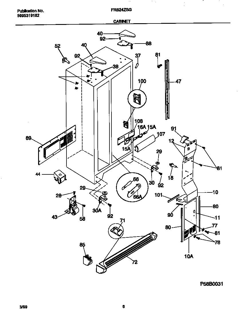 Frigidaire FRS24ZSGB3 cabinet diagram