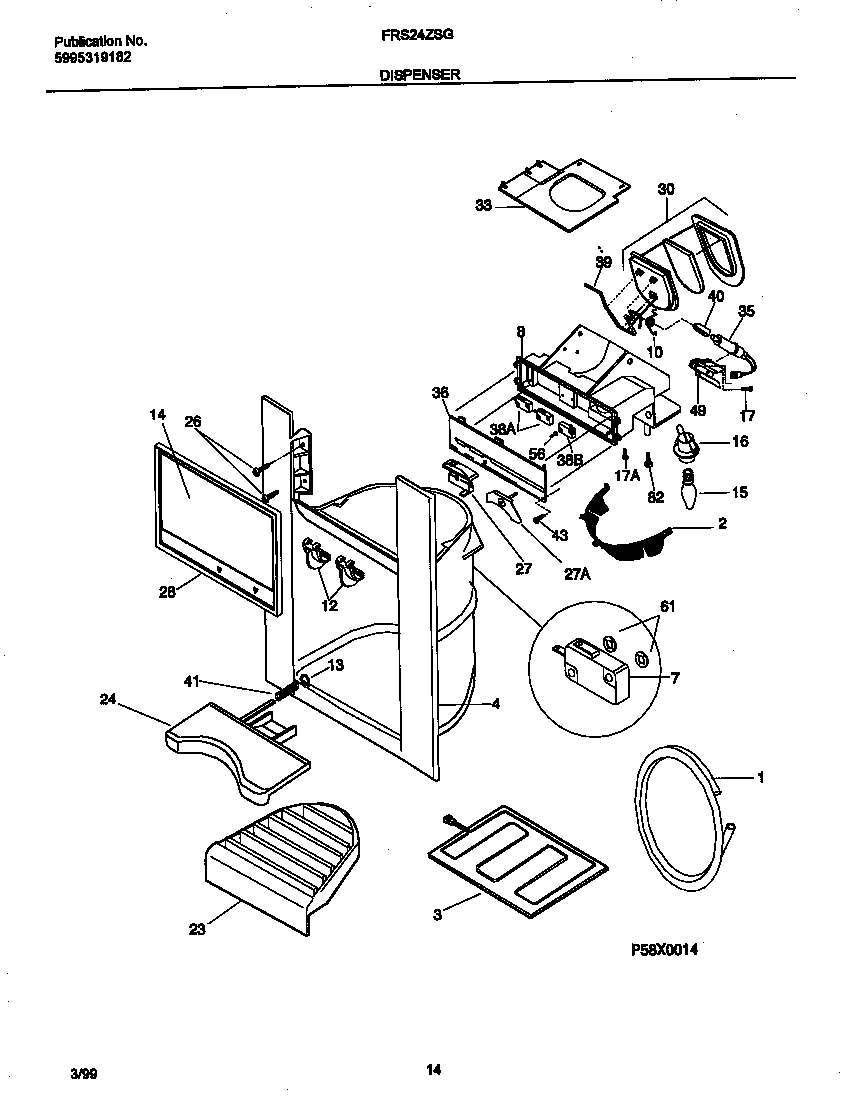 Frigidaire FRS24ZSGB3 dispenser diagram