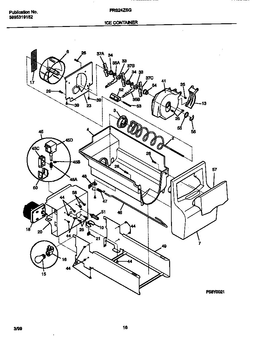 Frigidaire FRS24ZSGB3 ice container diagram