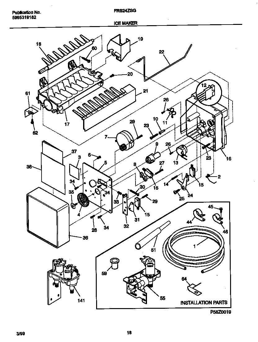 Frigidaire FRS24ZSGB3 ice maker diagram