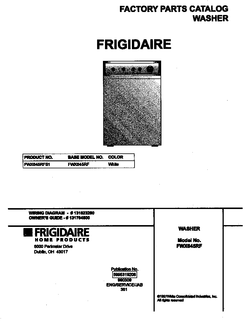 Frigidaire FWX645RFS1 cover diagram