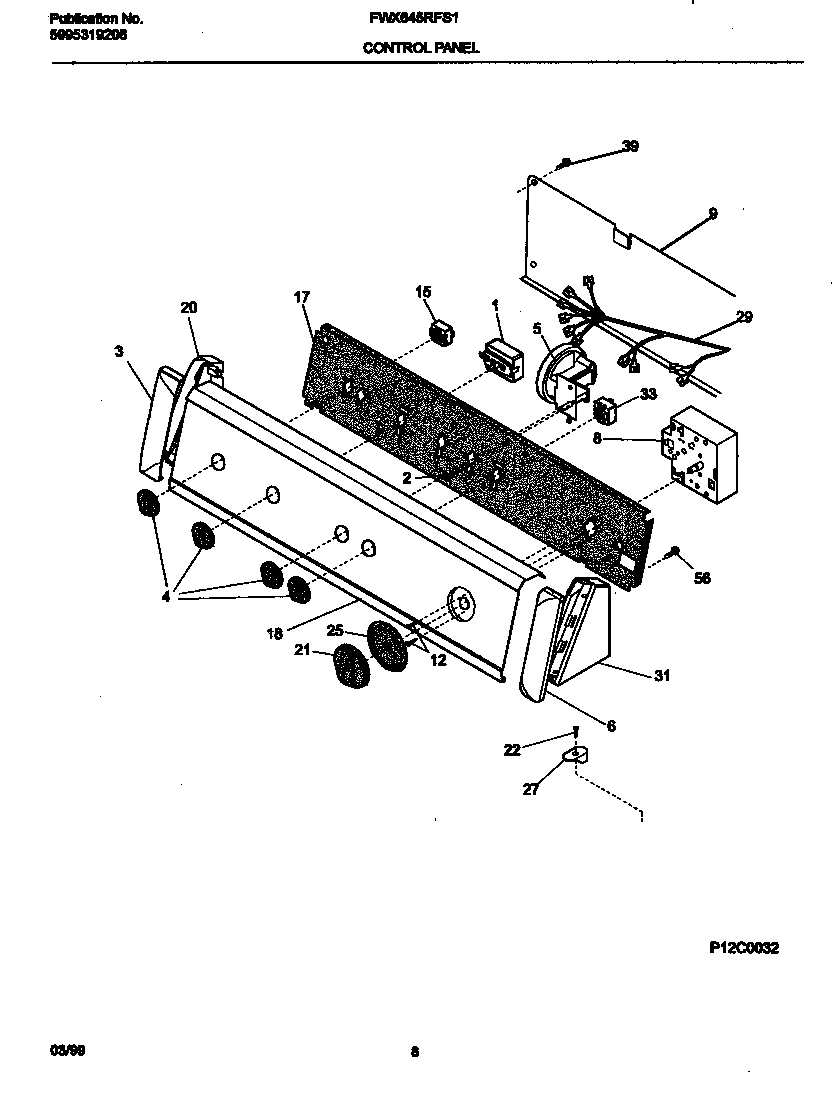 Frigidaire FWX645RFS1 control panel diagram