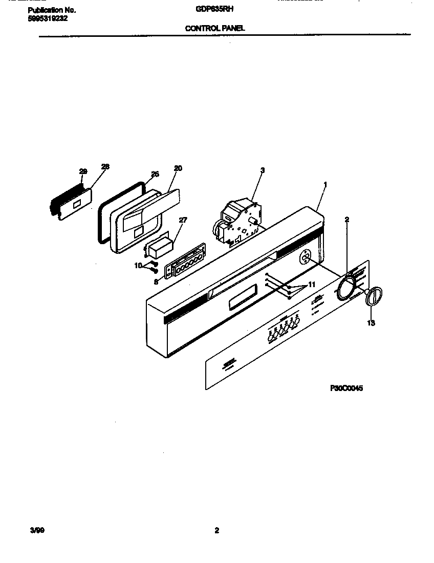 Gibson GDP635RHR0 control panel diagram
