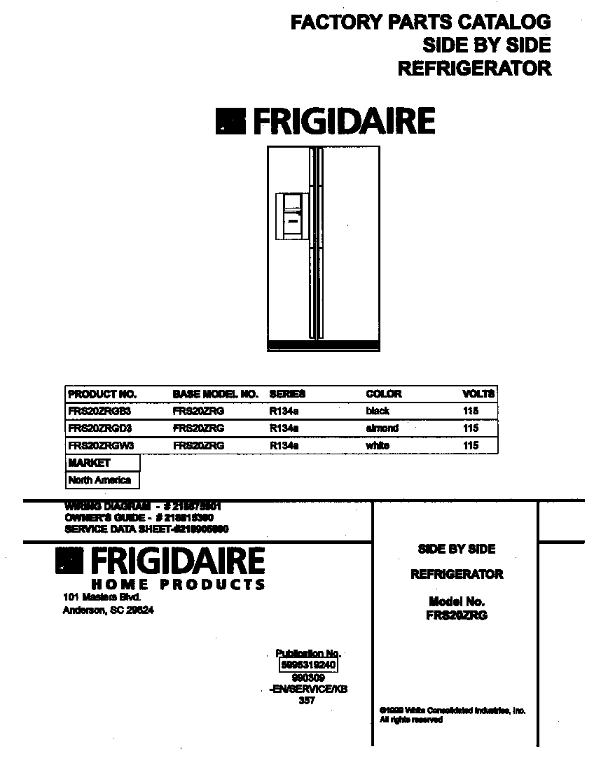 Frigidaire FRS20ZRGD3 cover diagram