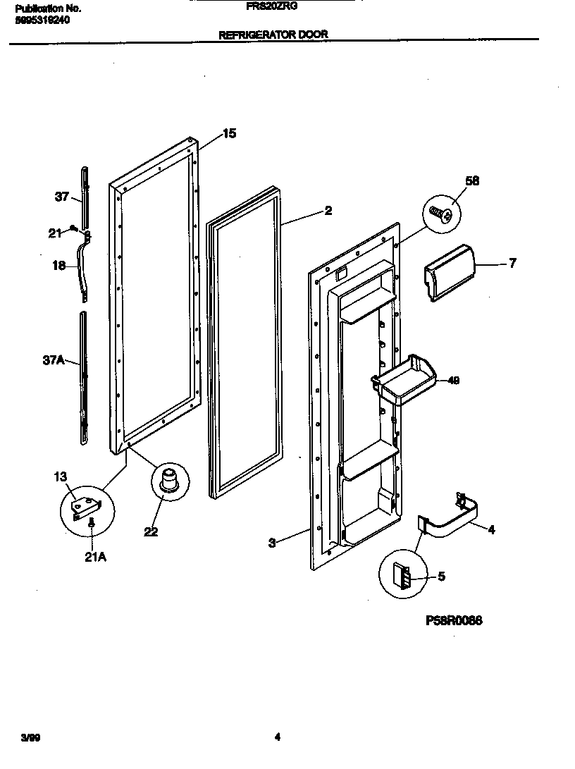 Frigidaire FRS20ZRGD3 refrigerator diagram