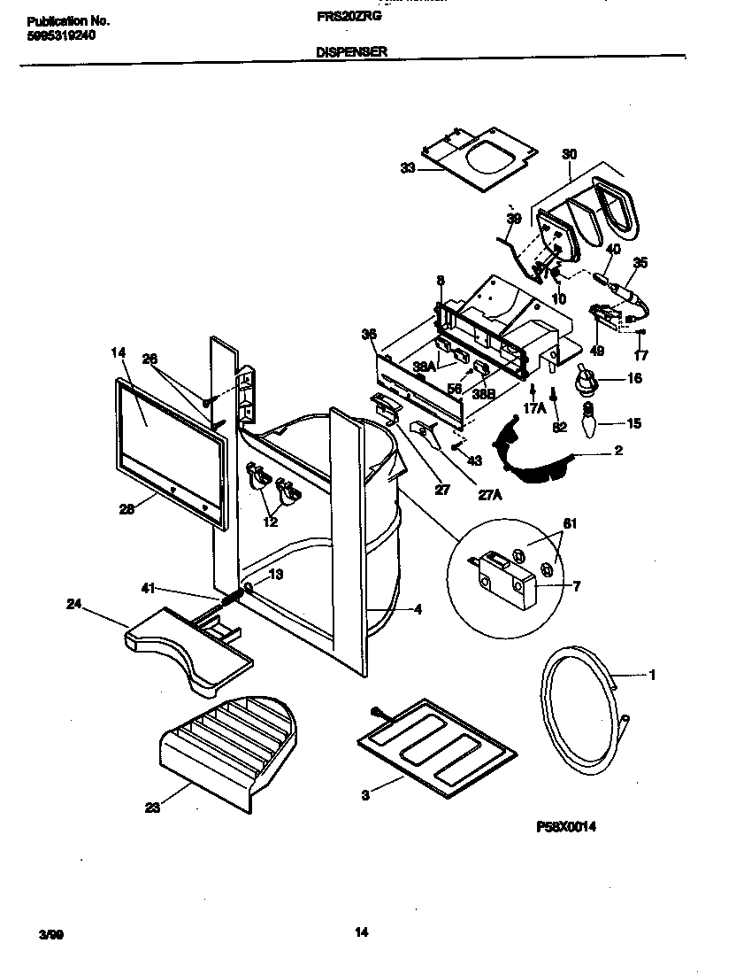 Frigidaire FRS20ZRGD3 dispenser diagram