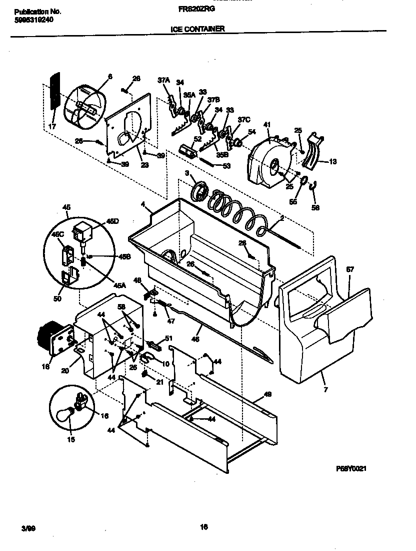 Frigidaire FRS20ZRGD3 ice container diagram