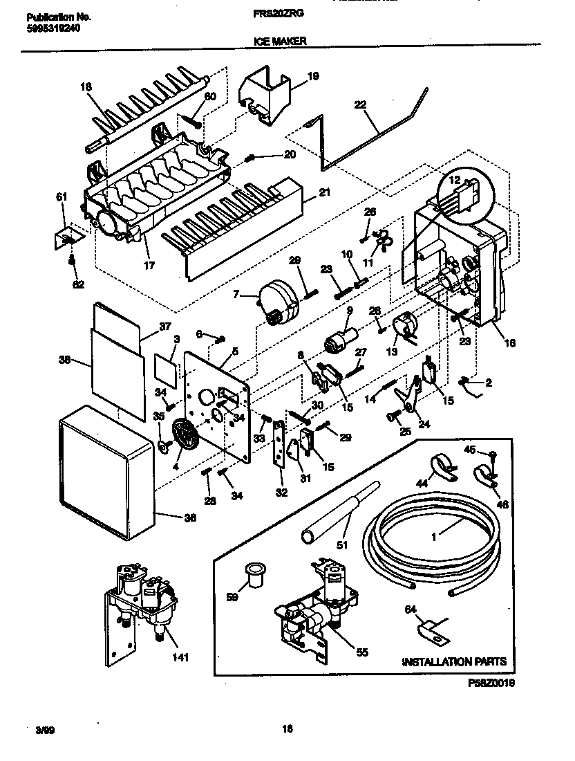 Frigidaire FRS20ZRGD3 ice maker diagram