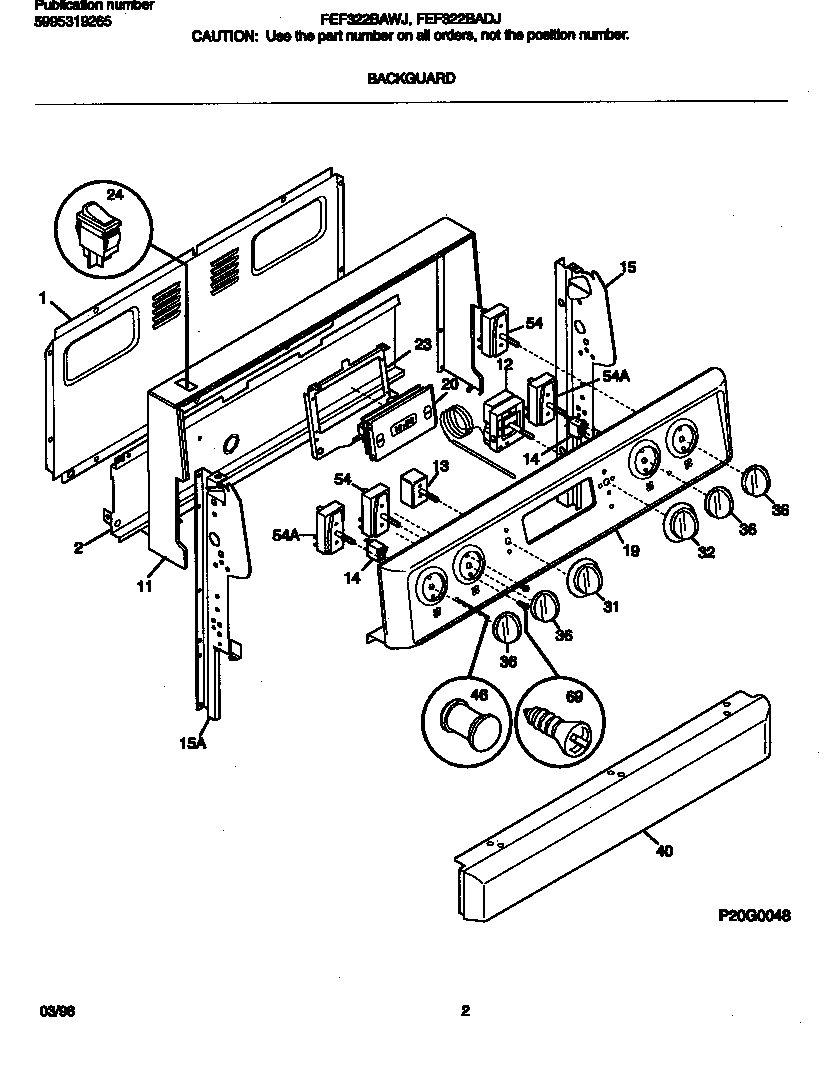 Frigidaire FEF322BADJ backguard diagram