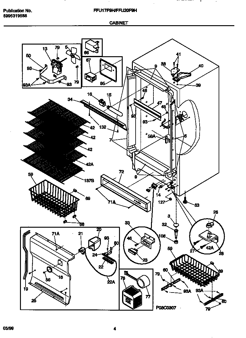 Frigidaire FFU20F9HW0 cabinet diagram