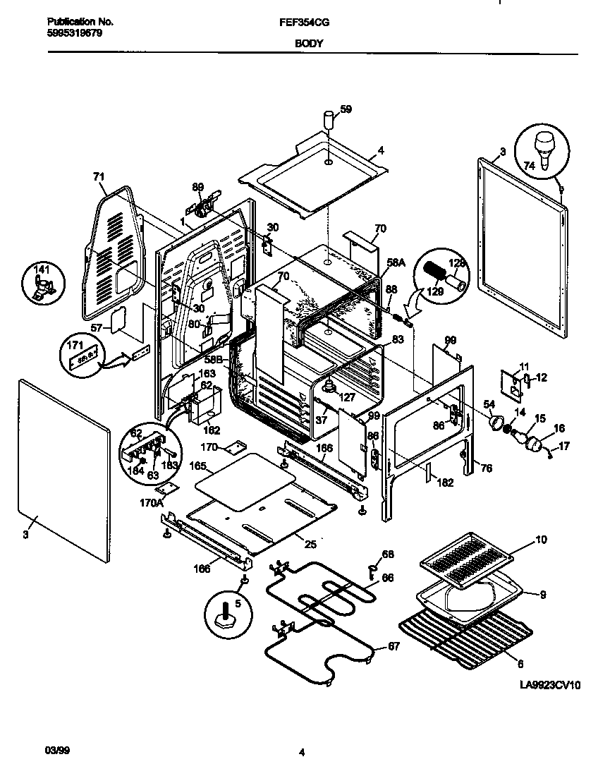 Frigidaire FEF354CGSA body diagram