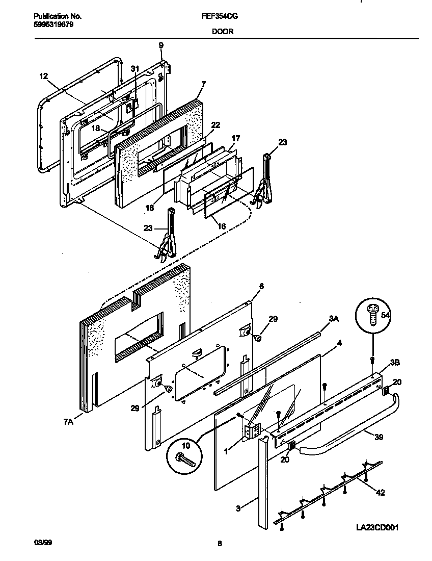 Frigidaire FEF354CGSA door diagram