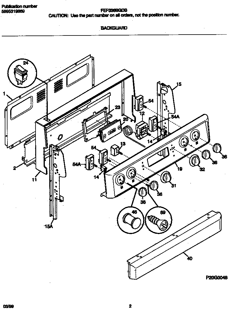 Frigidaire FEF336BGDB backguard diagram