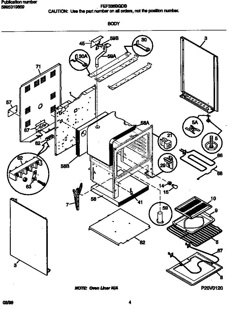 Frigidaire FEF336BGDB body diagram