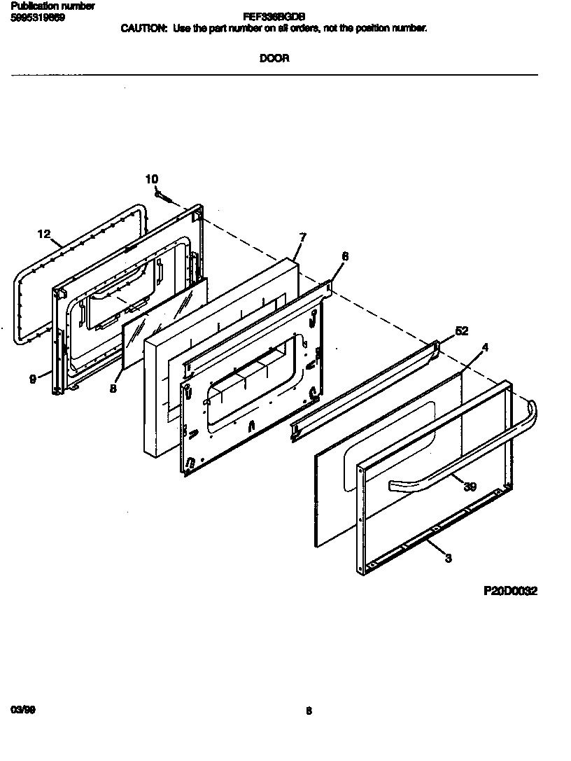 Frigidaire FEF336BGDB door diagram