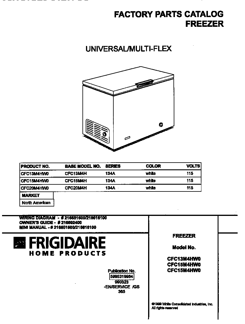 Universal/Multiflex (Frigidaire) CFC13M4HW0 cover diagram