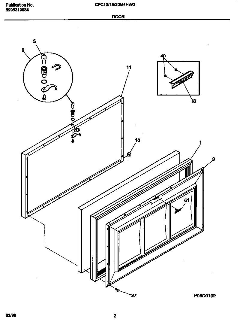 Universal/Multiflex (Frigidaire) CFC13M4HW0 door diagram