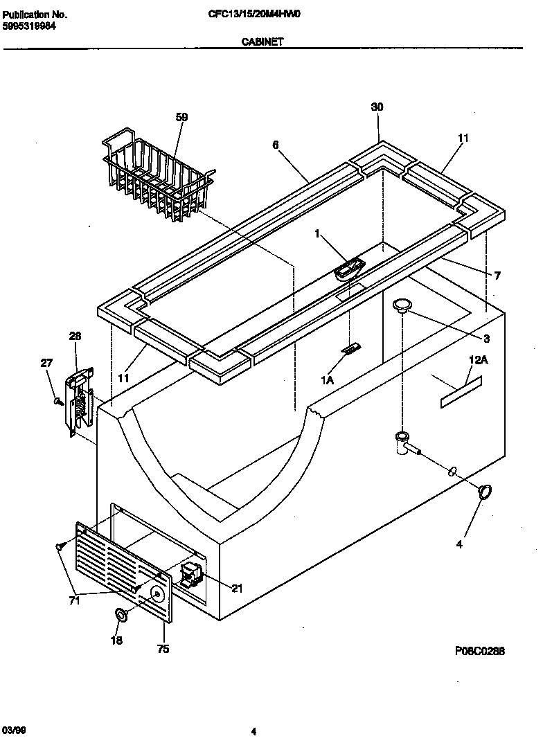 Universal/Multiflex (Frigidaire) CFC13M4HW0 cabinet diagram