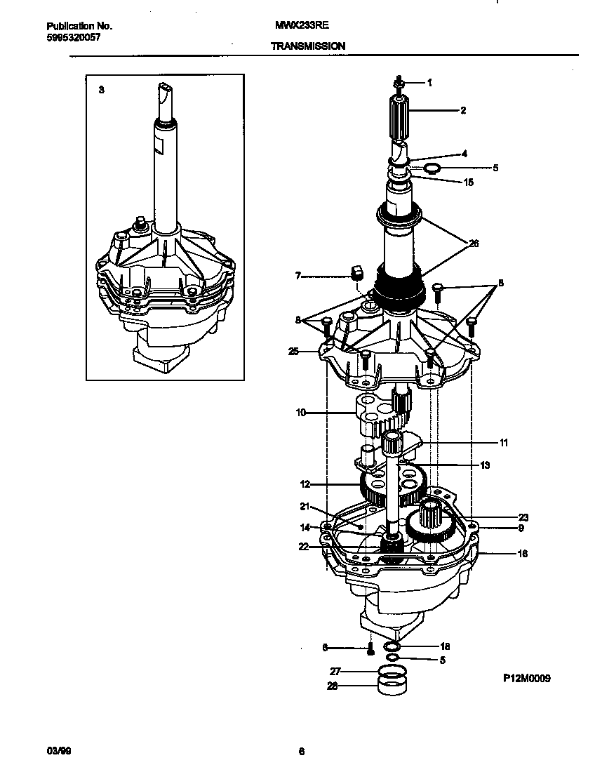 Universal/Multiflex (Frigidaire) MWX233RED3 transmission diagram