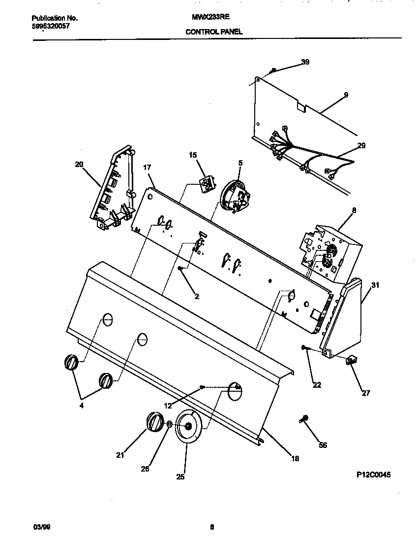 Universal/Multiflex (Frigidaire) MWX233RED3 control panel diagram