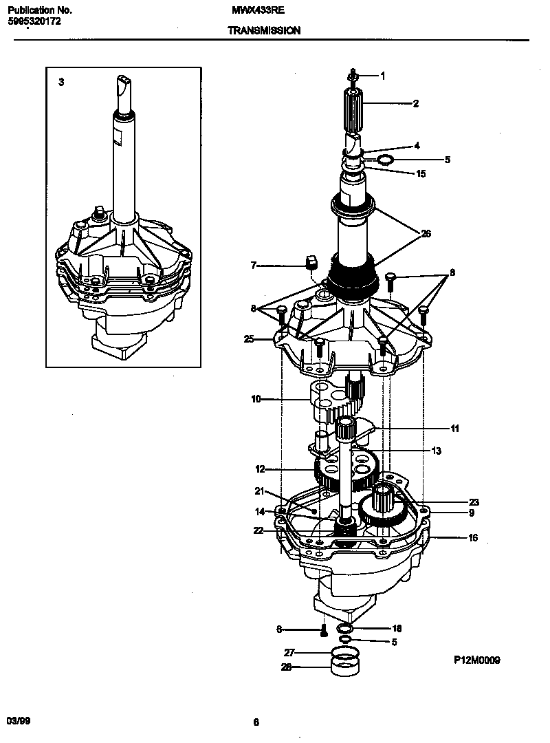 Universal/Multiflex (Frigidaire) MWX433RED3 transmission diagram