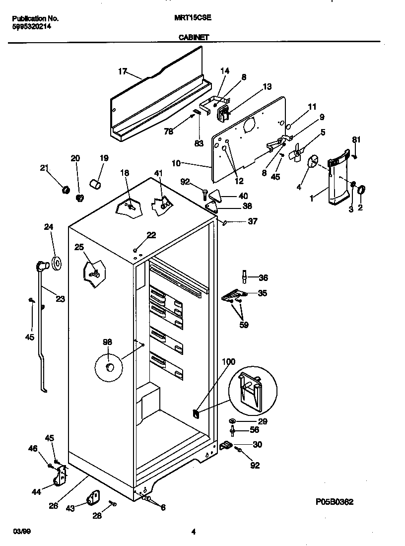 Universal/Multiflex (Frigidaire) MRT15CSEZB cabinet diagram