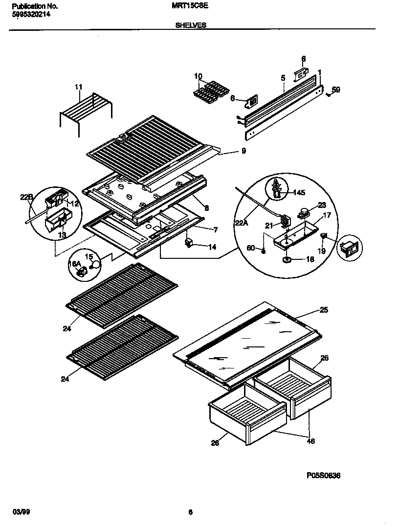 Universal/Multiflex (Frigidaire) MRT15CSEZB shelves diagram