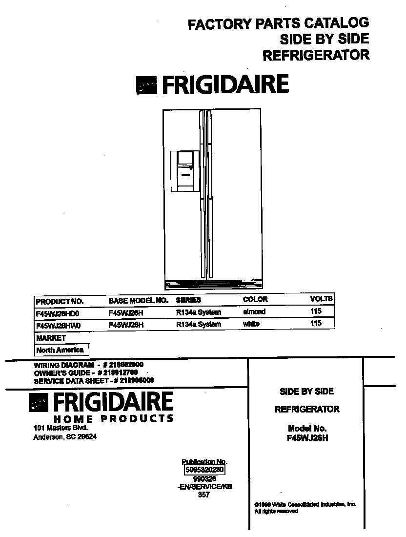 Frigidaire F45WJ26HD0 cover diagram