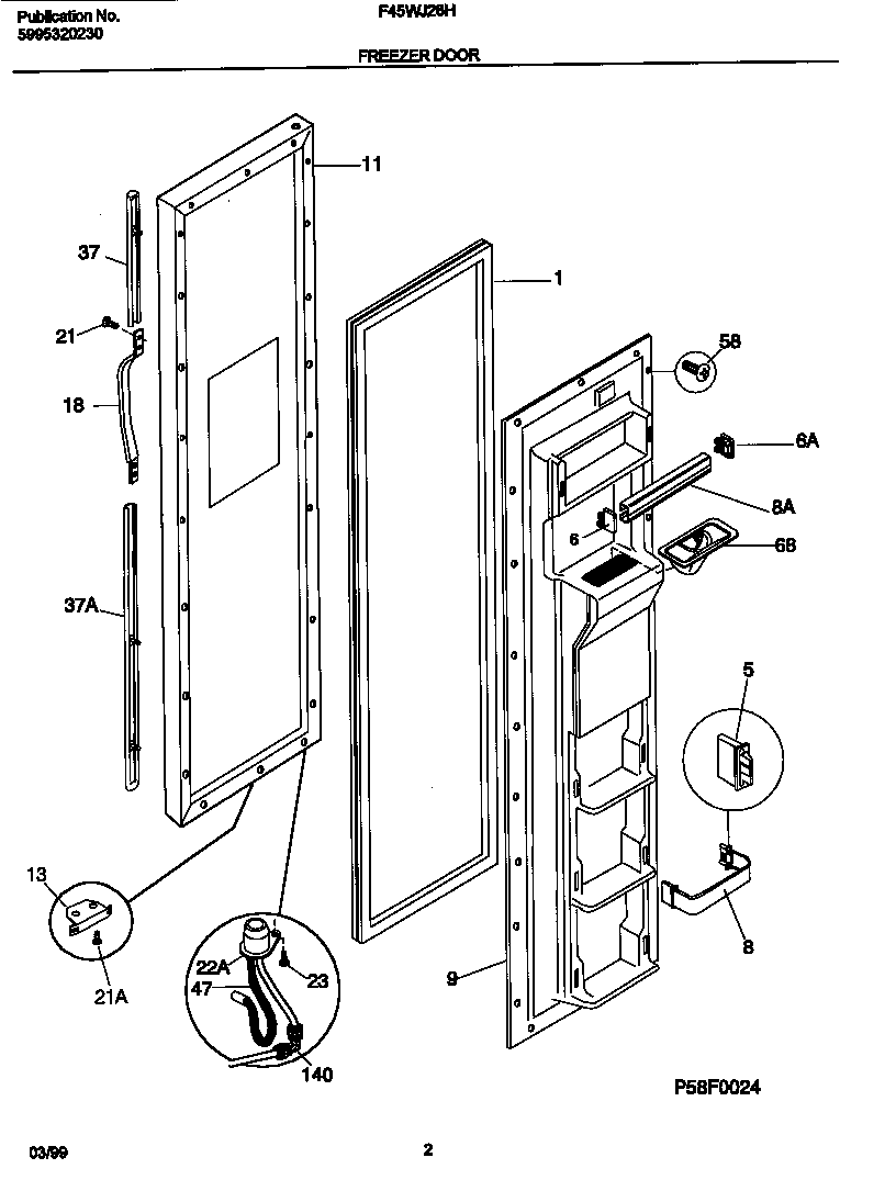 Frigidaire F45WJ26HD0 frzr door diagram