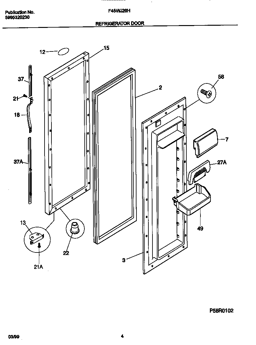 Frigidaire F45WJ26HD0 refrigerator diagram