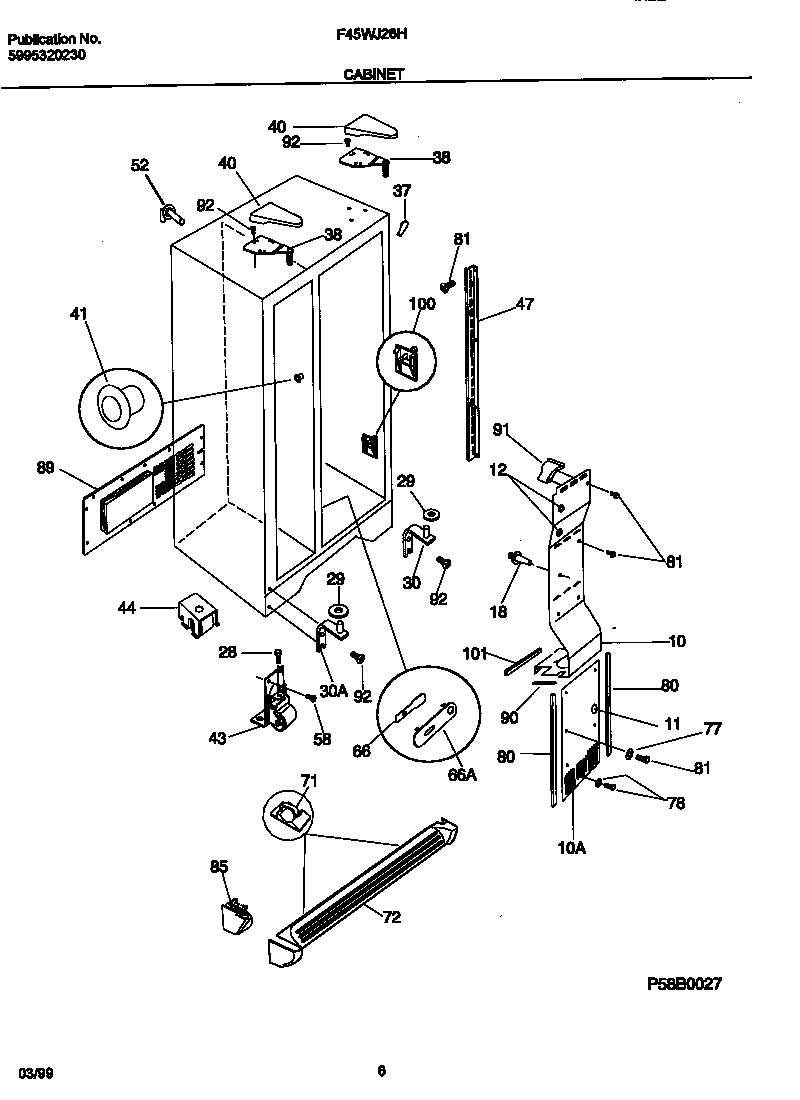 Frigidaire F45WJ26HD0 cabinet diagram