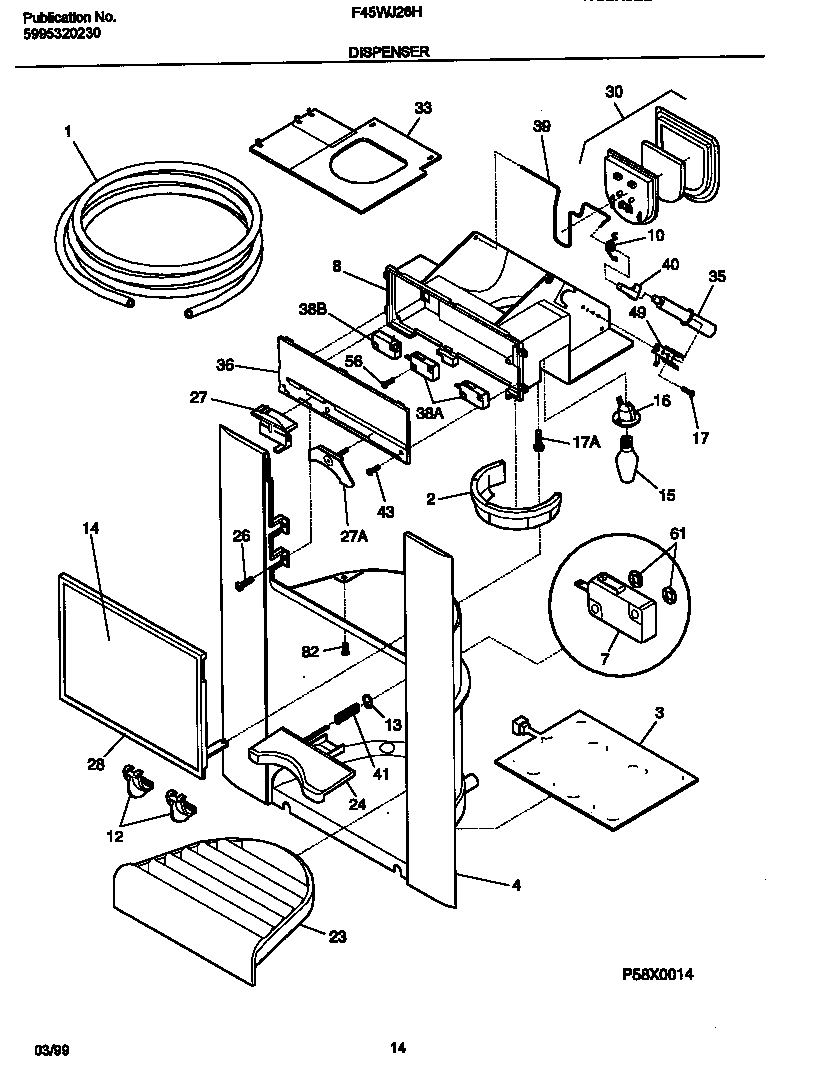 Frigidaire F45WJ26HD0 dispenser diagram