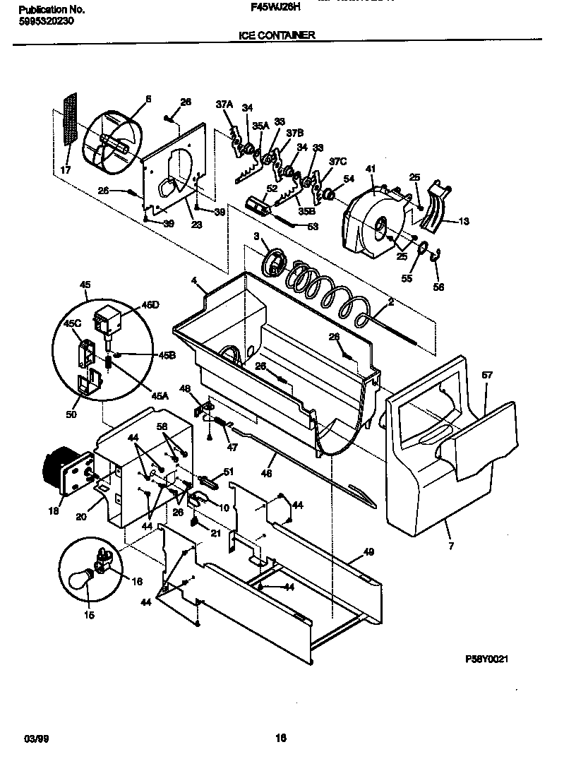 Frigidaire F45WJ26HD0 ice container diagram