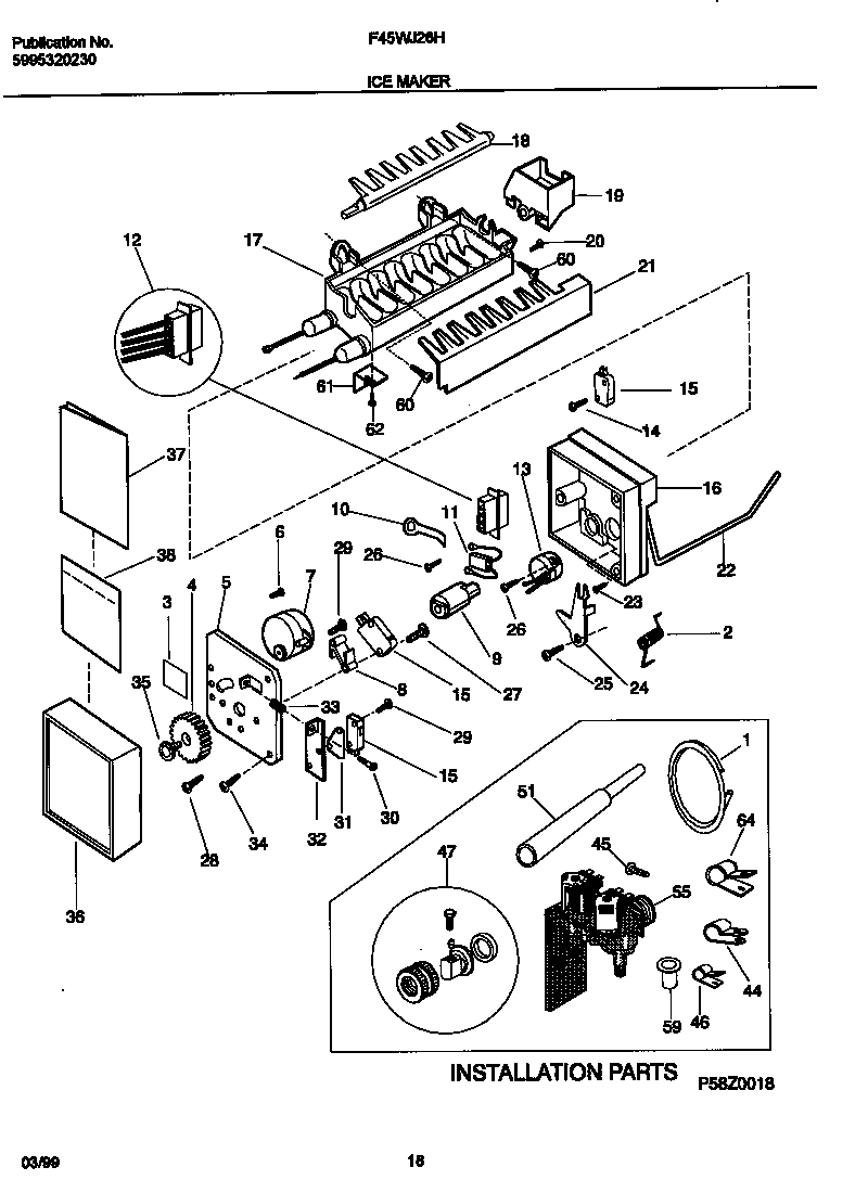 Frigidaire F45WJ26HD0 ice maker diagram