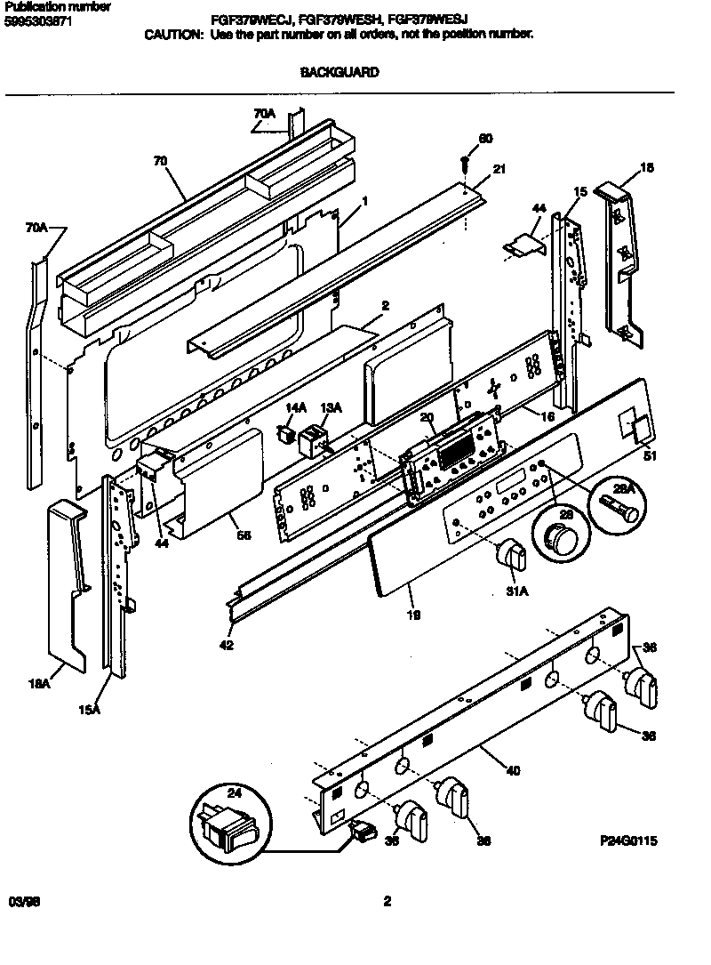 Frigidaire FGF379WECJ backguard diagram
