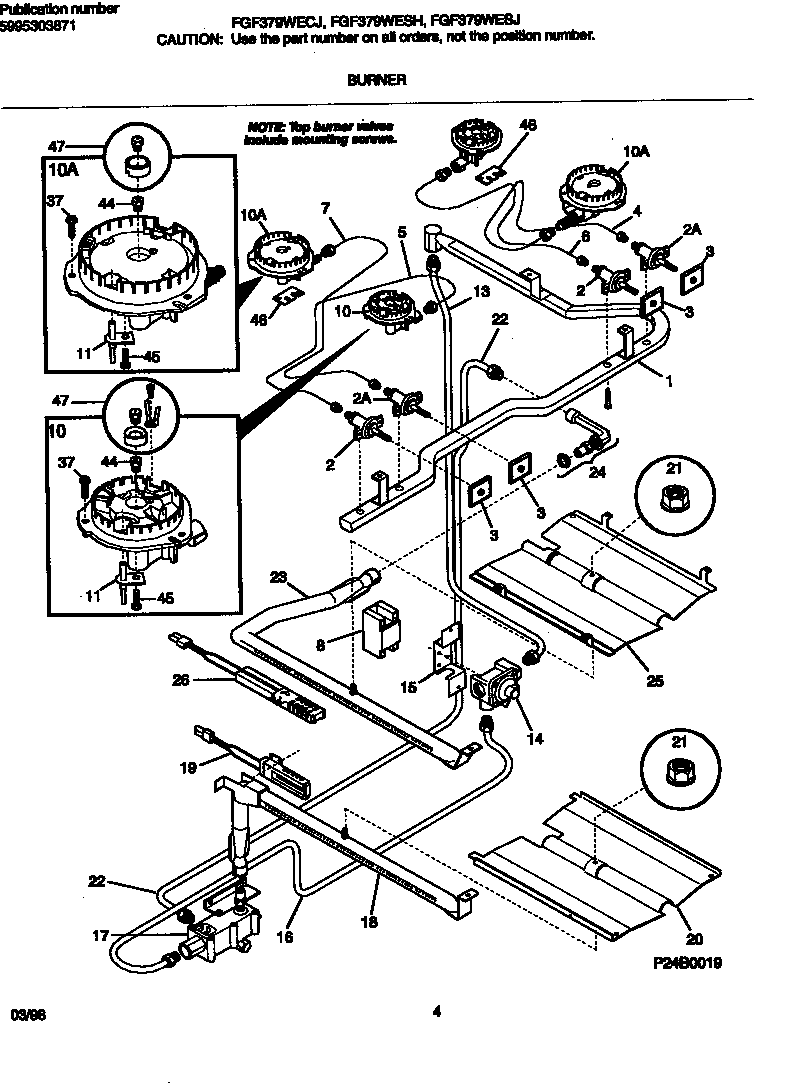 Frigidaire FGF379WECJ burner diagram