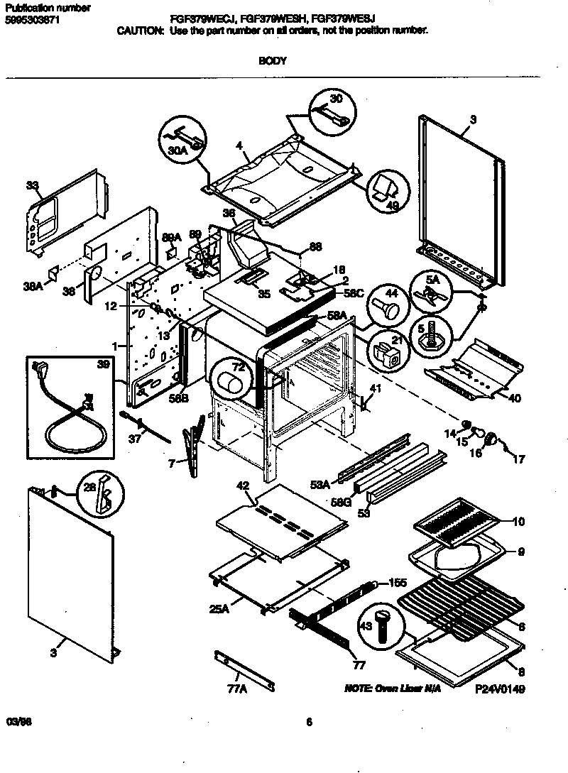 Frigidaire FGF379WECJ body diagram