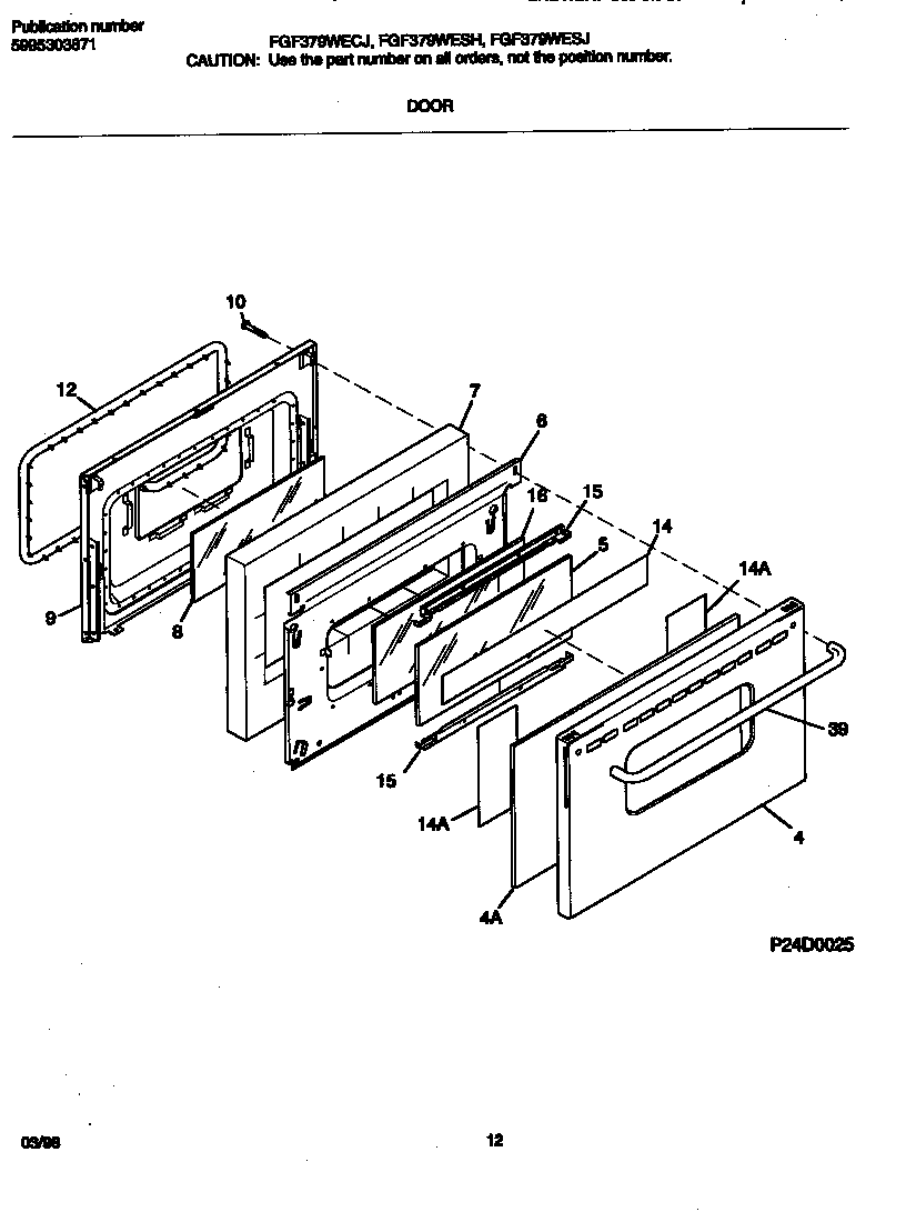 Frigidaire FGF379WECJ door diagram