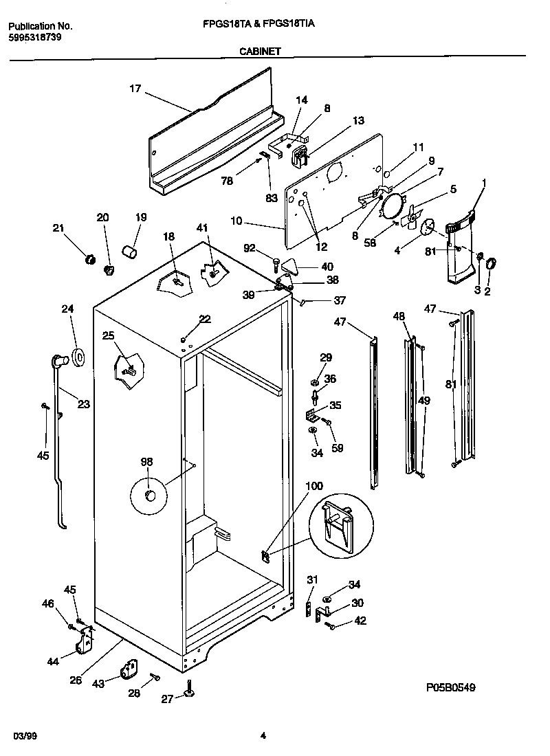 Frigidaire FPGS18TIAL1 cabinet diagram