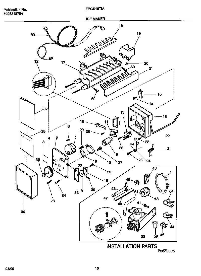Frigidaire FPGS18TIAL1 ice maker diagram