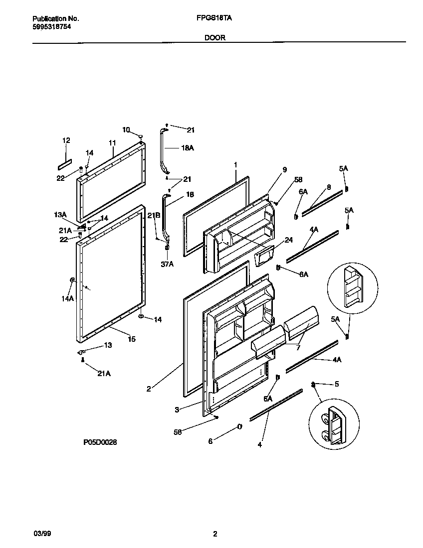 Frigidaire FPGS18TAW3 doors diagram
