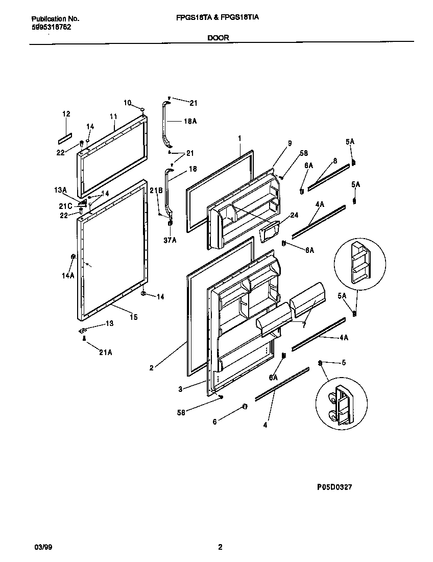 Frigidaire FPGS18TAL4 doors diagram
