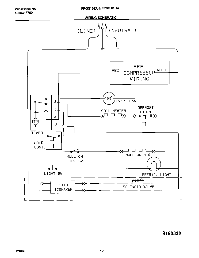 Frigidaire FPGS18TAL4 wiring diagram diagram
