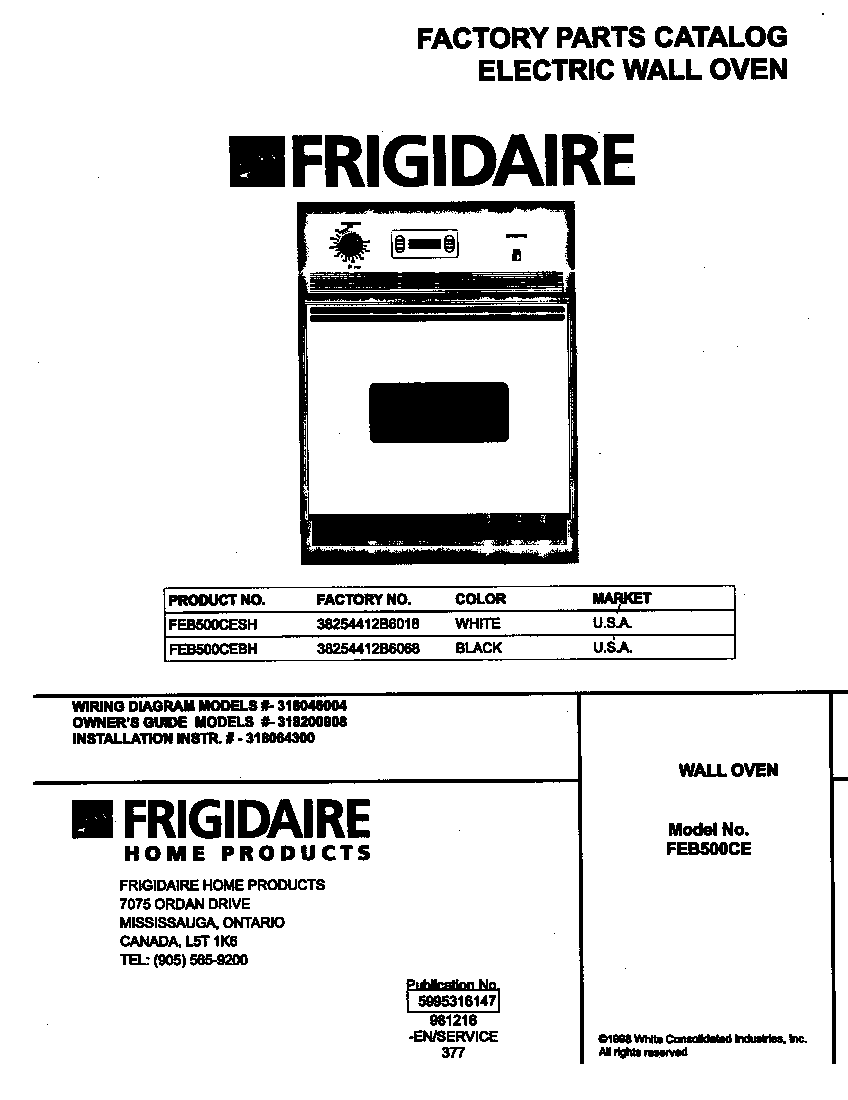 Frigidaire FEB500CESH cover diagram