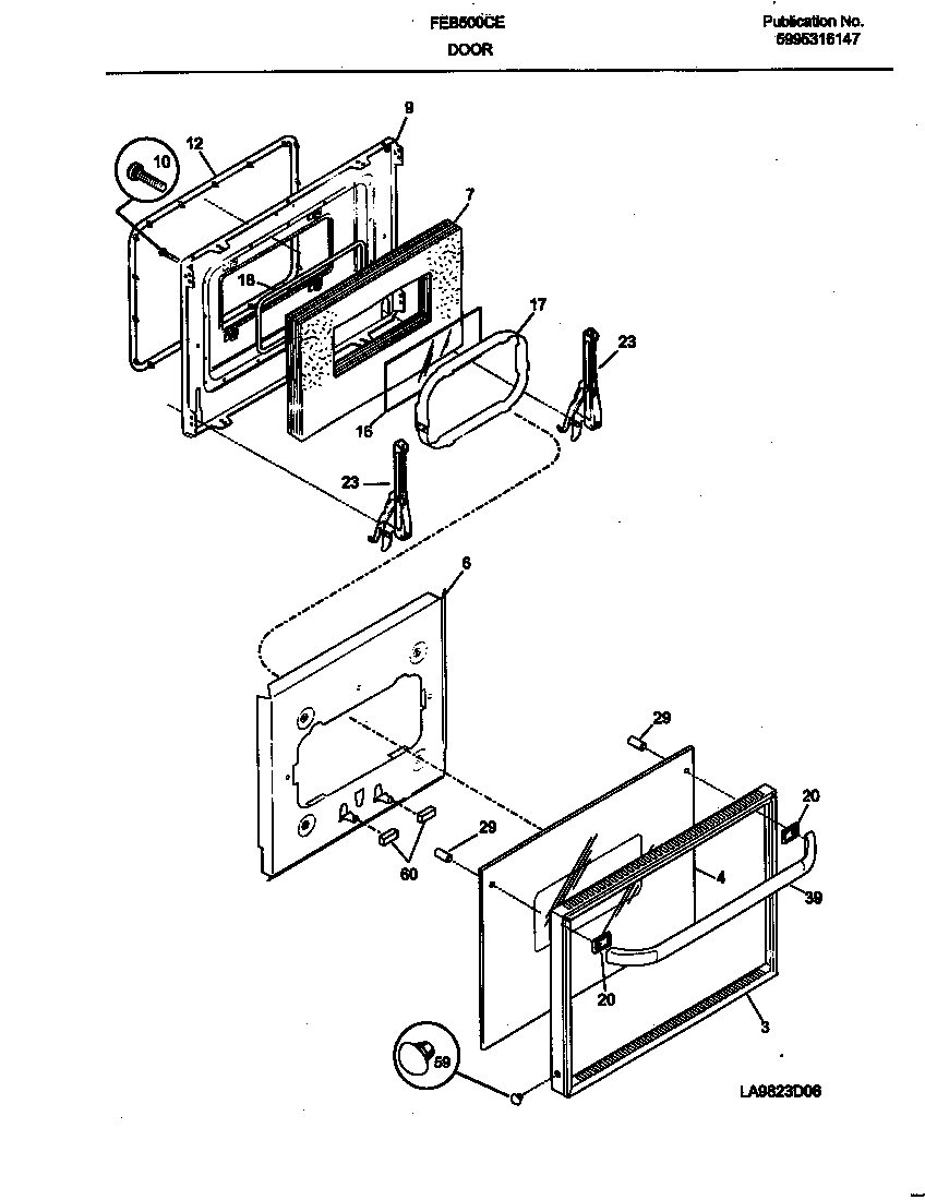 Frigidaire FEB500CESH door diagram