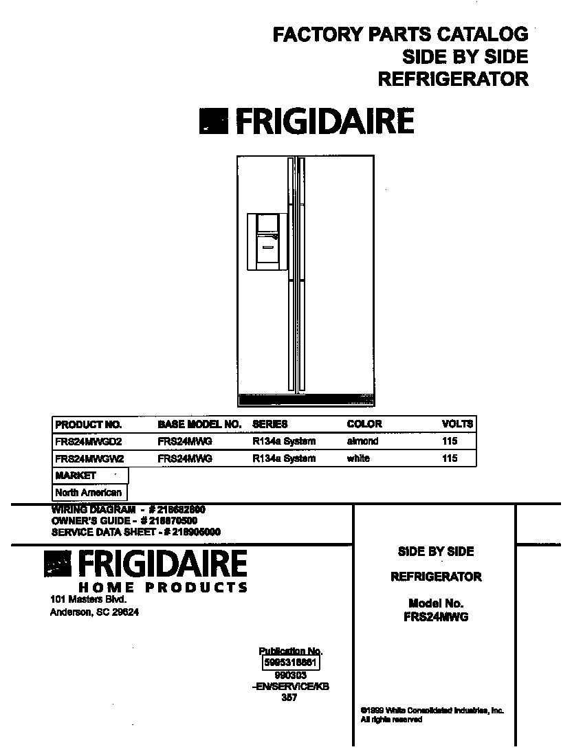 Frigidaire FRS24MWGD2 cover diagram